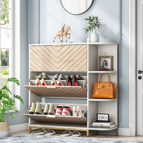 5 Creative and Beautiful Shoe Storage Solutions Beyond the Closet | Redesign Modern Shoe Cabinet, Shoe Cabinet Entryway, Wood Shoe Storage, Entryway Shoe Storage, Wood Shoe, Shoe Storage Solutions, Modern Entryway, Shoe Rack Organization, Storage Cabinet Shelves