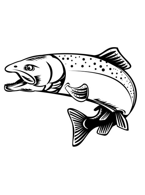 Salmon - Lol Coloring Pages Earthen Oven, Traceable Drawings, Chinook Salmon, Lol Coloring Pages, Lol Coloring, Fish Coloring, Oven Design, Template Free Printable, Fish Coloring Page