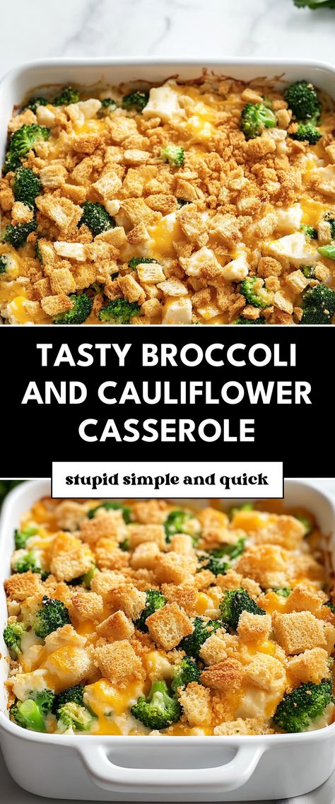 Image for Tasty Broccoli and Cauliflower Casserole Broccoli And Cauliflower Casserole Easy, Healthy Broccoli Casserole, Cheesy Broccoli And Cauliflower, Broccoli And Cauliflower Casserole, Broccoli Casserole Healthy, Broccoli Cauliflower Casserole, Cherry Oatmeal, Broccoli And Cauliflower, Yummy Casserole Recipes