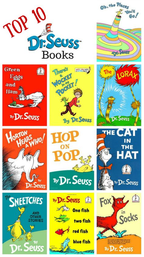 Top 10 Dr Suess Books Dr Suess Books Covers, Dr. Suess Books, Dr. Seuss Books, Dr. Suess, Dr Suess Characters, Dr Seuss Posters, Seuss Cupcakes, Dr Seuss Characters, Dr Seuss Preschool