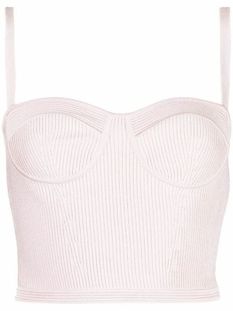 Knitted Bustier, Foundation Brands, Crop Top Pink, Dr Closet, Pink Ribbed, Versace Outfit, Fame Dr, City Dress, Knitted Tops