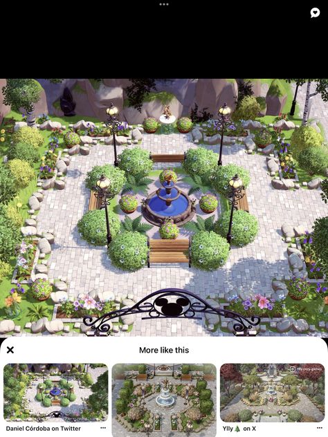 Dream Light Valley Codes, Disney Dreamlight Valley Fountain, Disney Dream Light Valley Peaceful Meadow Ideas, Dreamlight Valley Fountain Ideas, Disney Dreamlight Garden Ideas, Ddv Garden Ideas, Ddlv Inspiration Theme Park, Christmas Dreamlight Valley, Dreamlight Valley Donald House