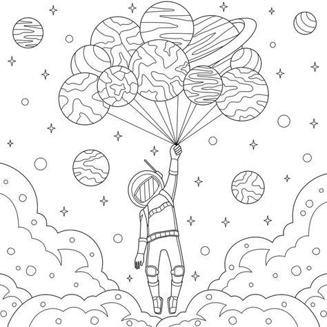 Fun Coloring Pages For Adults, Space Coloring Pages For Adults, Space Coloring Pages, Coloring Art, Drawing Color, Colouring Printables, Adult Coloring Book Pages, Artistic Style, Coloring Pages To Print