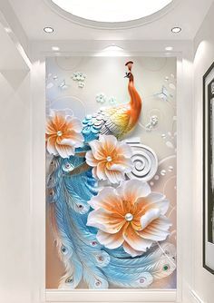 Peacock Mural, Drywall Art, Mural Art Design, Painting On Canvas For Beginners, Flower Painting On Canvas, Peacock Wall Art, Aj Wallpaper, Peacock Painting, Wall Painting Decor