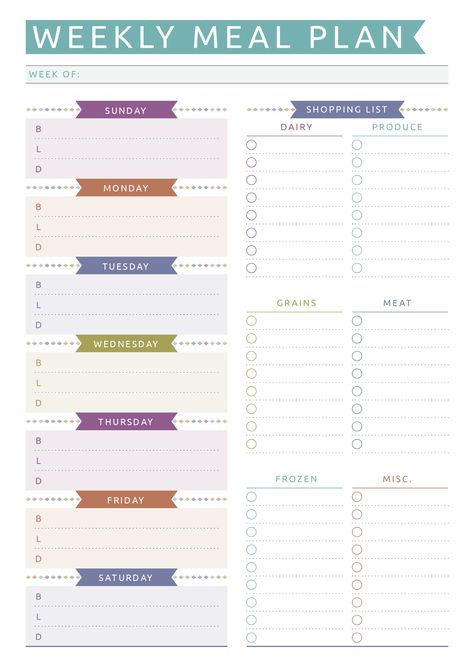 Meal Plan Template Free, Weekly Meal Plan Printable Free, Meal Plan With Shopping List, Meal Planning Printable Templates, Meal Plan Printable, Meal Plan Template, Meal Planning Printable Weekly, Menu Sans Gluten, Weekly Meal Plan Template