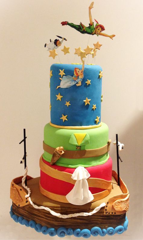 Peter Pan birthday cake Peter Pan Birthday Cake, Adoption Cake, Tinkerbell And Peter Pan, Peter Pan Cake, Petar Pan, Neverland Birthday, Peter Pan Birthday, Peter Pan Cakes, Neverland Party