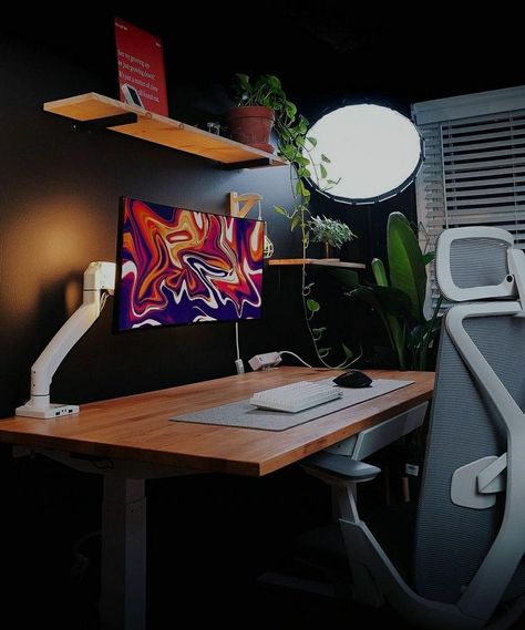 Desk Themes, Bedroom Recording Studio, Desk Setup Workspace Inspiration, Desk Setup Workspace, Setup Pc, Softbox Lighting, Desk Setups, Desktop Setup, Studio Home