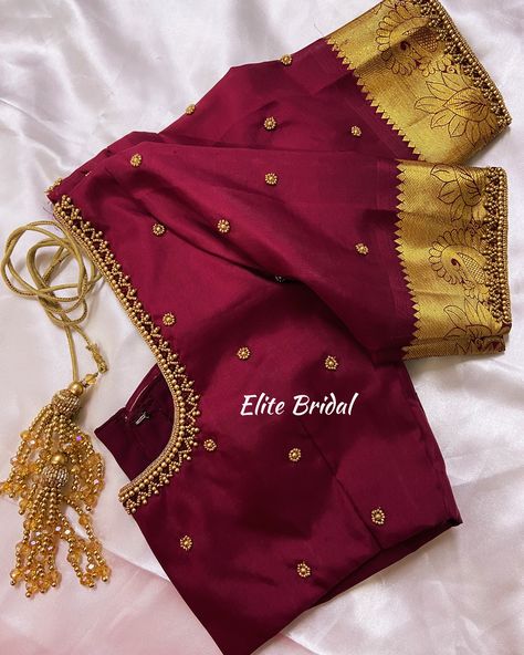 Customised simple Work Blouse 🩷✨ Maroon Colour Blouse, Aari Work Blouse Wedding Simple, Aari Work Blouse Simple, Simple Work Blouse Designs, Simple Work Blouse, Aari Work Blouse Simple Design, Blouse Design Simple, Yoke Embroidery, Work Blouse Designs