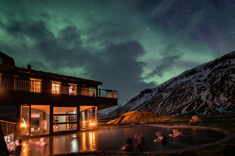 Deplar Farm = The Ultimate Honeymoon Ski Trip | Unofficial Networks Northern Lights Hotel, Iceland Hotels, Northern Lights Viewing, Heli Skiing, All Inclusive Honeymoon, Iceland Winter, Girls Weekend Getaway, Indoor Outdoor Pool, See The Northern Lights