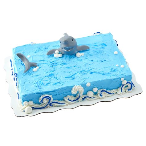 Buy Shark Attack Sheet Cake at Walmart.com Walmart Custom Cakes, Baby Shark Birthday Cake, Tortuga Rum Cake, Shark Birthday Cake, Shark Birthday Cakes, Baby Shark Birthday, Cake Bunting, Whipped Frosting, Strawberry Filling