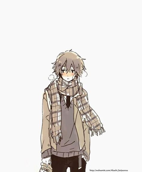 Shy Anime Boy, Anime School Boy, Scarf Drawing, Poses Manga, Anime Sketch, Boy Art, Cute Anime Guys, An Anime