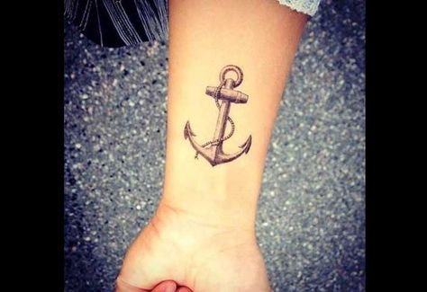 Traditionally an anchor tattoo represented hope, trust, stability and sustainability. Check out our beautiful anchor tattoo list. Shaded Anchor Tattoo, Anchor Tattoos For Women, Body Journal, Traditional Anchor Tattoo, Partner Tattoo, Small Anchor Tattoos, Ohana Tattoo, Anchor Tattoo Design, Anker Tattoo