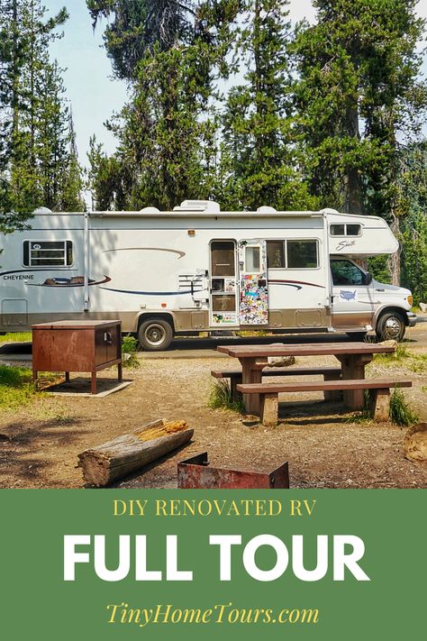 Diana and Alex live in their DIY renovated class C RV and sustain their travels on the road through various work camping opportunities. Class C Renovation, Class C Rv, Camping Rv, Home On Wheels, Home Tours, Van Conversion, Rv Life, Tiny Home, House On Wheels