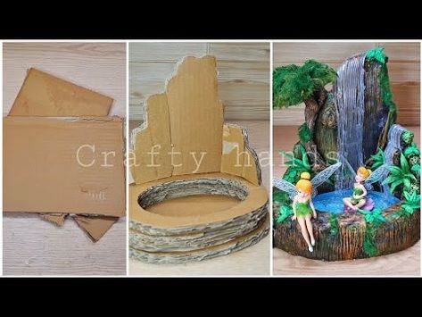 (21052) Create a stunning artificial Waterfall at home |cardboard & wall putty DIY - YouTube Cardboard Waterfall, Waterfall At Home, Fairy Projects, Artificial Waterfall, Cardboard Wall, Diy Waterfall, Diy Youtube, Cardboard Crafts, So Excited