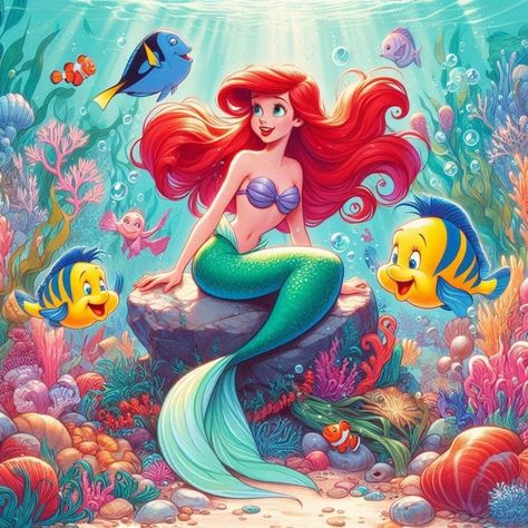 Disney Girl Characters, Ariel Cartoon, Princesa Ariel Disney, Ariel Wallpaper, Tigger Disney, Disney Movie Art, Foto Disney, Disney Princess Aurora, Mermaid Wallpapers