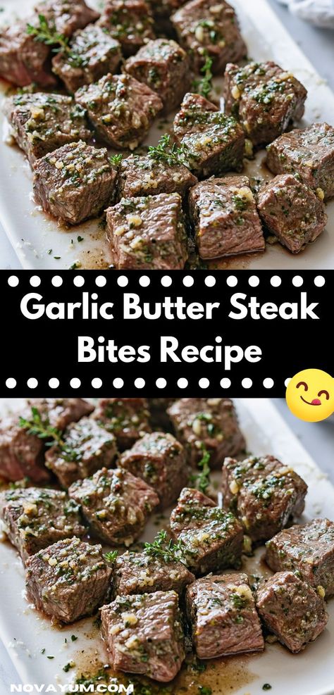 Searching for an easy dinner that everyone will love? These Garlic Butter Steak Bites are packed with flavor and simplicity. This recipe guarantees a delicious meal that brings the family together around the table. Butter Steak Bites Recipe, Quick Ground Beef Recipes, How To Prepare Steak, Garlic Butter Steak Bites, Butter Steak Bites, Ground Recipes, Steak Bites Recipe, Garlic Beef, Garlic Steak