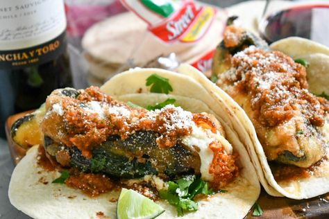 Chili Relleno Tacos, Chile Relleno Tacos, Tacos Ideas, Charred Peppers, Mexico Recipes, Blender Salsa, Chili Relleno, Mexican Meals, Chile Peppers