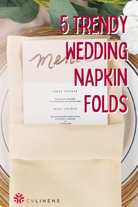 How To Fold Linen Napkins For Wedding, Wedding Table Napkins No Plates, Napkin Folds With Menu Cards, Wedding Reception Napkin Ideas, Napkin Folding Ideas With Menu Card, Napkin Fold For Wedding, Wedding Folded Napkins, Folding Napkins For Wedding Receptions, Fancy Folding Napkins