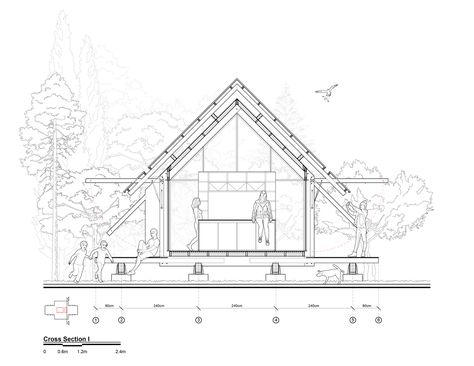 Gallery of MU50 House / Teke Architects Office - 22 Community Sustainability, Wood Roof Structure, Minecraft Roof, Arch Presentation, Gable Roof House, Turkish Architecture, Ground Source Heat Pump, Build A Shed, Section Drawing