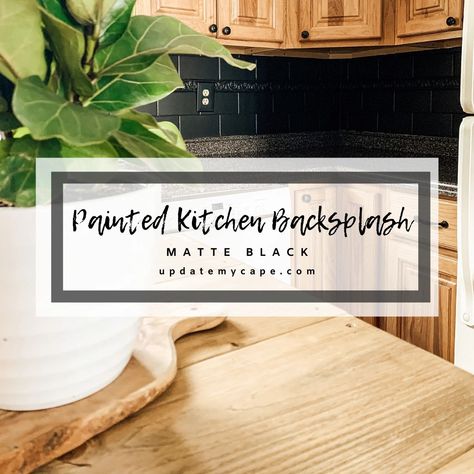 Matte Black Painted Kitchen Backsplash Painted Kitchen Backsplash, Painting Tile Backsplash, Painted Brick Backsplash, Painting Kitchen Tiles, Painted Backsplash, White Tile Kitchen Backsplash, Black Subway Tiles, Paint Backsplash, Matte Black Kitchen