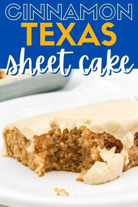 Spice Texas Sheet Cake, Spiced Sheet Cake, Easy Sheet Cakes For A Crowd, Cinnamon Sheet Cake, Fall Sheet Cake, Work Desserts, White Texas Sheet Cake, Thanksgiving Goodies, Vanilla Sheet Cakes