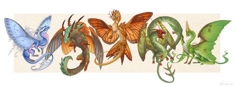 Butterfly and Moth dragons by sandara on DeviantArt Butterfly And Moth, Butterfly Artwork, Fairy Dragon, Beautiful Dragon, Dragon Artwork, Cute Dragons, Mythical Creatures Art, Monarch Butterfly, Butterfly Art