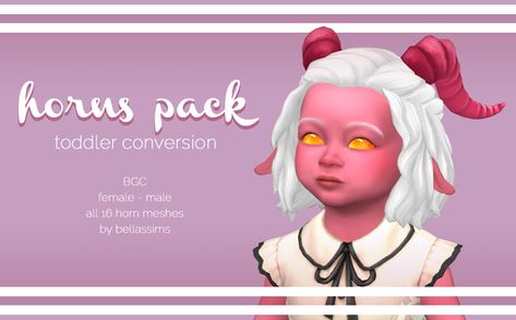 Horns Pack - Toddler Conversion | Bellassims on Patreon Sims 4 Cc Demon Horns, Sims 4 Horns Cc, Sims 4 Cc Horns, Sims 4 Demon Cc, Fantasy Play, Sims 4 Traits, Sims 4 Cas Mods, Sims Packs, Pelo Sims