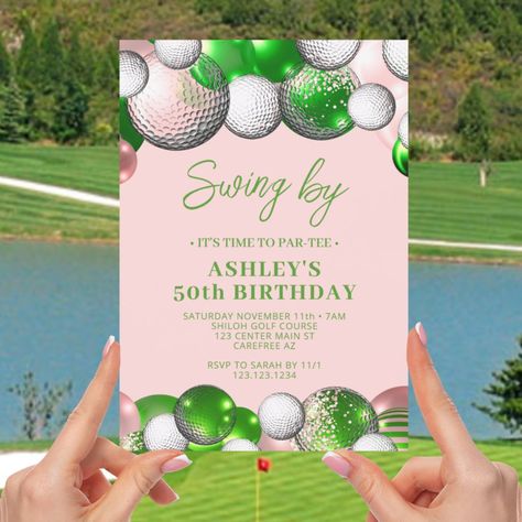 Golf Partee Swing By Birthday Invitation Golf Partee, 50th Birthday Invitation, 50th Birthday Invitations, Adult Birthday Invitations, Unique Favors, Adult Birthday Party, Chic Party, Surprise Party, Milestone Birthdays