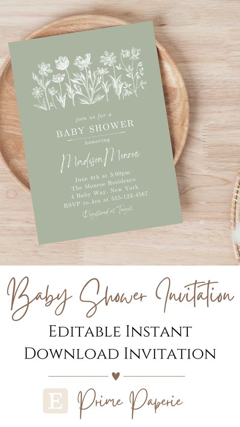 Sage Green Baby Shower Invitations, Sage Green Baby Shower Ideas, Green Baby Shower Ideas, Green Baby Shower Theme, Baby Shower Minimalist, Shower Minimalist, Christian Baby Shower, Sage Green Baby Shower, Green Baby Shower Invitations