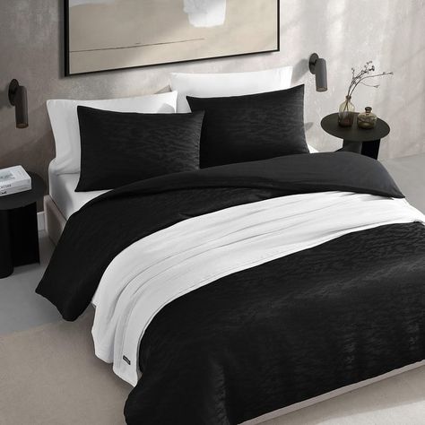 Vera Wang Illusion Black Comforter Set - Bed Bath & Beyond - 39918676 Black Comforter Sets, Black Comforter, Grey Comforter Sets, Grey Comforter, King Comforter Sets, Queen Comforter Sets, Bedding Stores, Duvet Bedding, Comforter Set