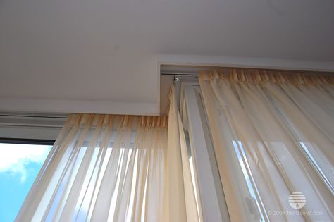 View of Recessed Curtain Rail Shower Curtain Track, Ceiling Curtain Track, Ceiling Curtains, Drapes And Blinds, Curtain Rails, Elegant Curtains, Types Of Curtains, House Window, Curtain Track