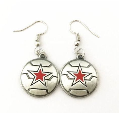 Marvel Earrings, Crazy Earrings, Bday List, Tomboy Look, Marvel Gifts, Weird Jewelry, Earrings Ideas, The Winter Soldier, Winter Soldier