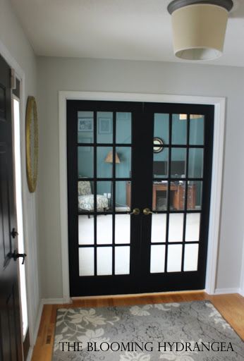 Dining Room Double Doors, Black French Doors Interior, Separator Wall, Black French Door, Black French Doors, Black Interior Doors, Double Doors Interior, Inside Doors, French Doors Exterior