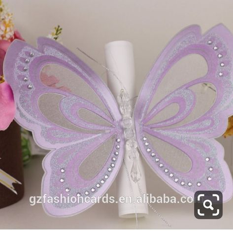 Diy Butterfly Invitations, Butterfly Quinceanera Theme, Cartoon Wedding Invitations, Butterfly Themed Birthday Party, Butterfly Invitation, Butterfly Wedding Invitations, Sweet 15 Party Ideas Quinceanera, Scroll Wedding Invitations, Sweet 15 Party Ideas