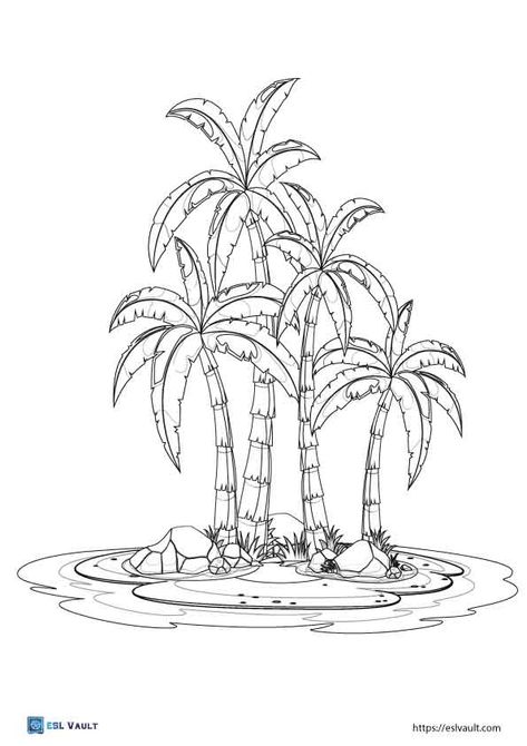 19 palm tree coloring pages - ESL Vault Palm Leaf Coloring Page, Palm Tree Coloring Pages Free Printable, Tropical Colouring Pages, Coconut Tree Outline, Free Palm Tree Coloring Pages, Map Coloring Pages, Writing Designs, Palm Tree Clip Art Black And White, Peacock Coloring Pages