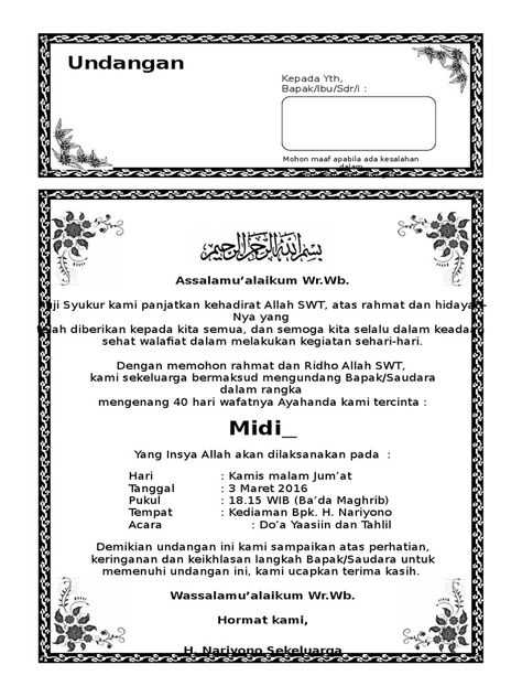 Contoh Surat Undangan Tahlil Microsoft Word 2016, Microsoft Word 2010, Microsoft Office Word, Microsoft Word 2007, Wedding Album Design, Office Word, Word 2007, Album Design, Microsoft Excel