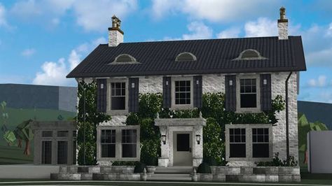 Cottage Core Bloxburg House, Bloxburg Cottage, Winter House Exterior, Castle House Design, Colonial House Exteriors, Parisian House, Two Story House Design, Luxury Houses Mansions, House Decorating Ideas Apartments