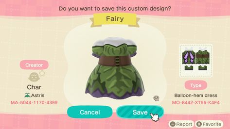 Acnh Fairy Dress Code, Animal Crossing Floral Design, Acnh Balloon Hem Dress, Acnh Spring Clothes Codes, Acnh Tinkerbell, Acnh Fairy Codes, Acnh Fairy Dress, Acnh Fairy Designs, Acnh Dress Design Codes