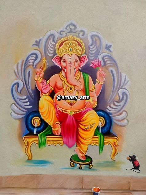 Ganesh ji rangoli Ganapathy Drawings, Ganesh Chaturthi Drawing Ideas, God And Goddess Drawing, Hindu Gods Art Painting, Ganpati Drawing Ganesha Painting, Ganesh Chaturthi Painting, Ganesh Chaturthi Art, Ganapati Drawing, Ganpati Bappa Painting