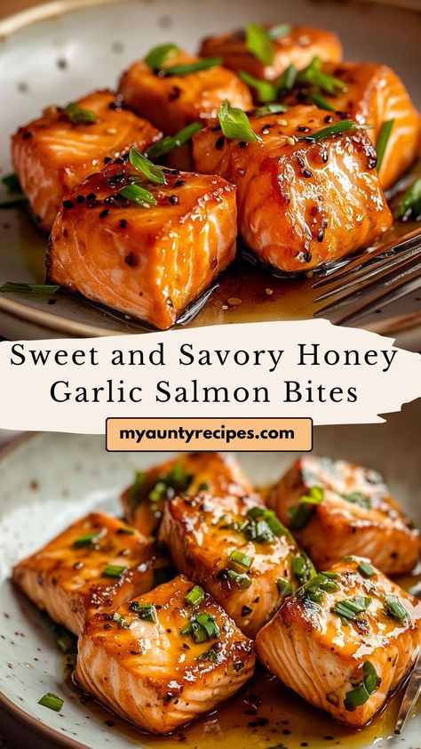 These Easy Honey Garlic Salmon Bites are a delightful way to enjoy salmon! Coated in a sweet and savory honey garlic sauce, these bites are quick to prepare and full of flavor. Perfect for appetizers, snacks, or light meals, they pair beautifully with steamed rice or fresh veggies for a complete and healthy dish that’s sure to impress! Steamed Salmon Recipes, Easy Honey Garlic Salmon, Honey Garlic Salmon Bites, Garlic Salmon Bites, Low Carb Salmon Recipes, Salmon Appetizer Recipes, Seafood Appetizers Easy, Salmon Bites Recipe, Low Carb Salmon