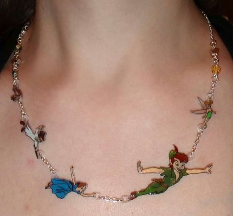 Easily made by me Peter Pan Necklace, Plastic Fou, Disney Belle, Shrink Art, Golden Star, Disney Jewelry, Tinker Bell, Pixie Dust, Soft Grunge