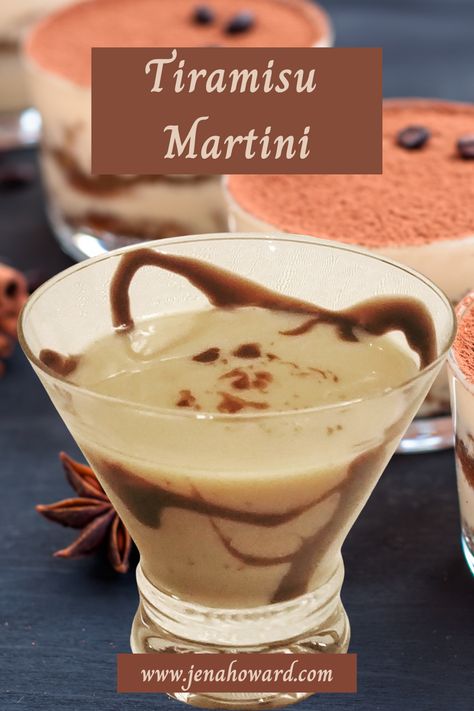 Rum Cake Martini, Tiramisu Martini Recipe, Tiramisu Cocktail Recipe, Espresso Martini Tiramisu, Baileys Tiramisu Espresso Martini, Tiramisu Cocktail, S’more Martini, Tiramisu In Martini Glasses, S’mores Espresso Martini Recipe