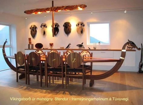 Per Previous Pinner: I want this table and chairs for my dining room. Viking Home Decor, Viking House, Viking Decor, Dining Furniture Makeover, Viking Designs, Viking Ship, Viking Style, Outdoor Dining Furniture, Cheap Home Decor