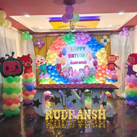 First Birthday Stage Decorations, Birthday Stage Decoration Ideas, Baby Boy Birthday Decoration, First Birthday Decorations Boy, Birthday Decors, First Year Birthday, Gold Birthday Decorations, Birthday Theme Decoration, Baby Birthday Photoshoot