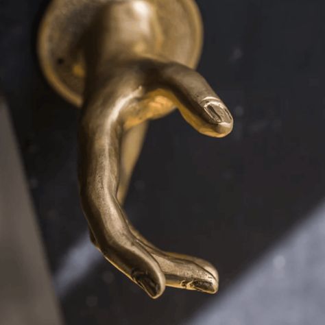 Retire boring knobs, and refresh your abode with our whimsical Brass Hand Shake Door Pull Handle. This unique brass door handle features the shape of an open hand with an aged brass finish. Finish off your drawers or doors with style using our solid Brass Hand Shake Door Pull Handle. Material: Solid Brass Size: Approx. 8" L Care: Do not clean with harsh chemicals. For additional information, please review Maia Homes' guide on how to care for your brass hardware. Origin: Handcrafted in Indonesia Speakeasy Door, Hand Shake, Brass Door Handle, Vintage Door Knobs, Cool Lock, Kitchen Door Handles, Front Door Handles, Cool Shapes, Brass Door Handles