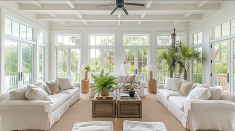 Sunroom decoration 🤩🤩 Large Sunroom Furniture Layout, Sunroom Furniture Layout, Sunroom Layout, Large Sunroom, 3 Season Room, Sunroom Furniture, Big Windows, White Rooms, Furniture Layout