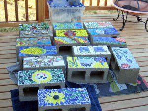 Peace Garden, Cinder Block Garden, School Field, Mosaic Stepping Stones, Cement Blocks, Cinder Blocks, Mosaic Garden Art, Diy Mosaic, Mosaic Stained