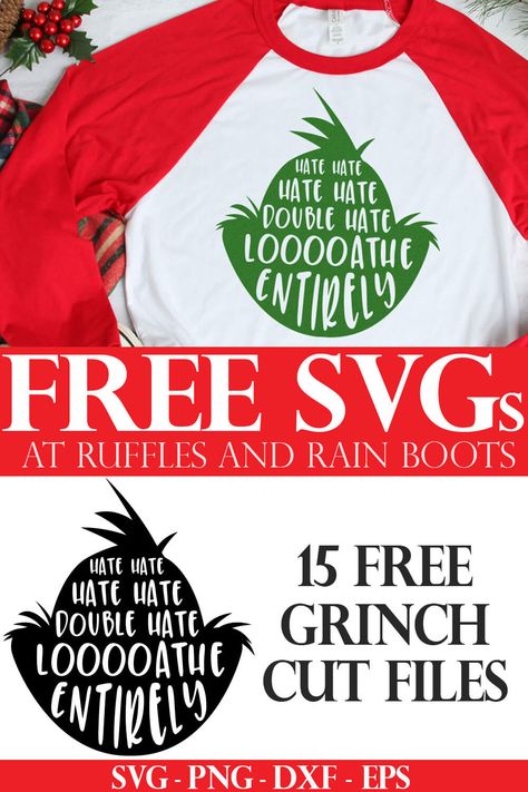 Whoville Svg Free, Grinch T Shirt Ideas, Diy Grinch Shirt, Free Grinch Svg, Grinch Svg Files, Grinch Head, Nightmare Before Christmas Font, Christmas Fonts Alphabet, Fun Christmas Shirts