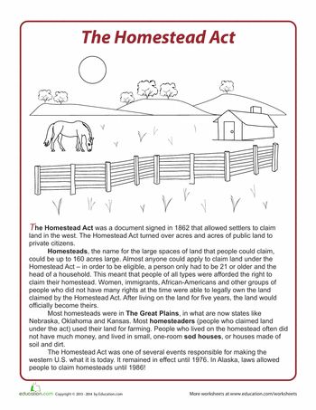 A good worksheet to introduce the homestead act, would be a lot easier to use than a text book -CC Act Worksheets, Homestead Act, Homeschool Fun, Teacher Motivation, History Worksheets, Prairie School, World History Lessons, Westward Expansion, Homeschool Social Studies