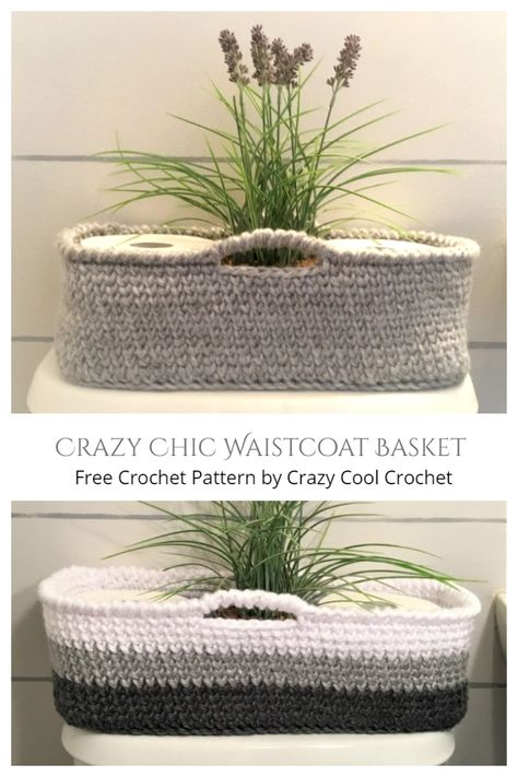 Toilet Paper Roll Basket Free Crochet Patterns & Paid - DIY Magazine Crochet Toilet Paper Basket Pattern Free, Bathroom Crochet Patterns Free, Bathroom Crochet Ideas, Crochet Drawer Organizer, Crochet Bathroom Accessories, Toilet Basket Ideas, Crochet For The Home, Crochet Home Decor Patterns Free, Crochet Toilet Paper Cover